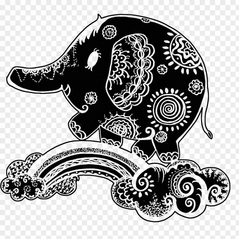 Black And White Painted Elephant Pen Visual Arts Graphic Design Illustration PNG