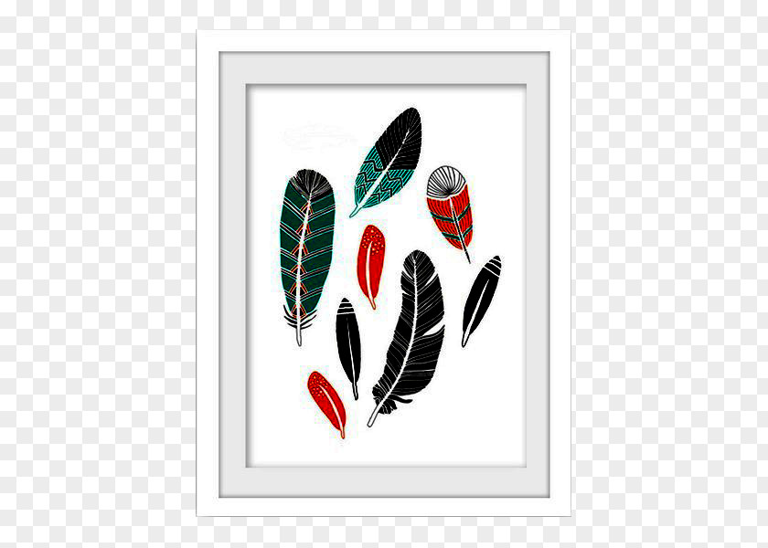 Feather Frame Paper Watercolor Painting Illustration PNG