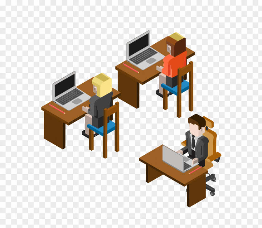 Office Men And Women Table PNG