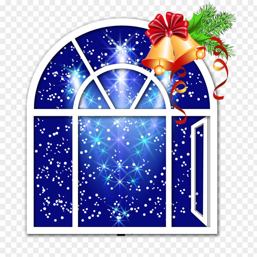 Vector European-style Christmas Windows Elements Window Santa Claus Clip Art PNG