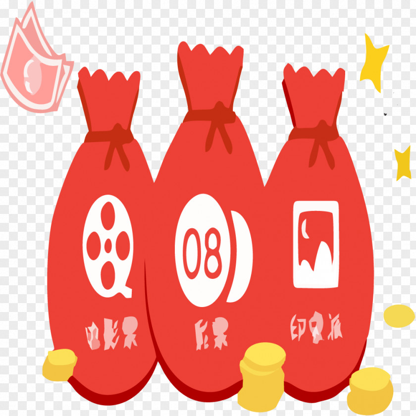 Vector Red New Year Lucky Bag Fukubukuro Euclidean PNG