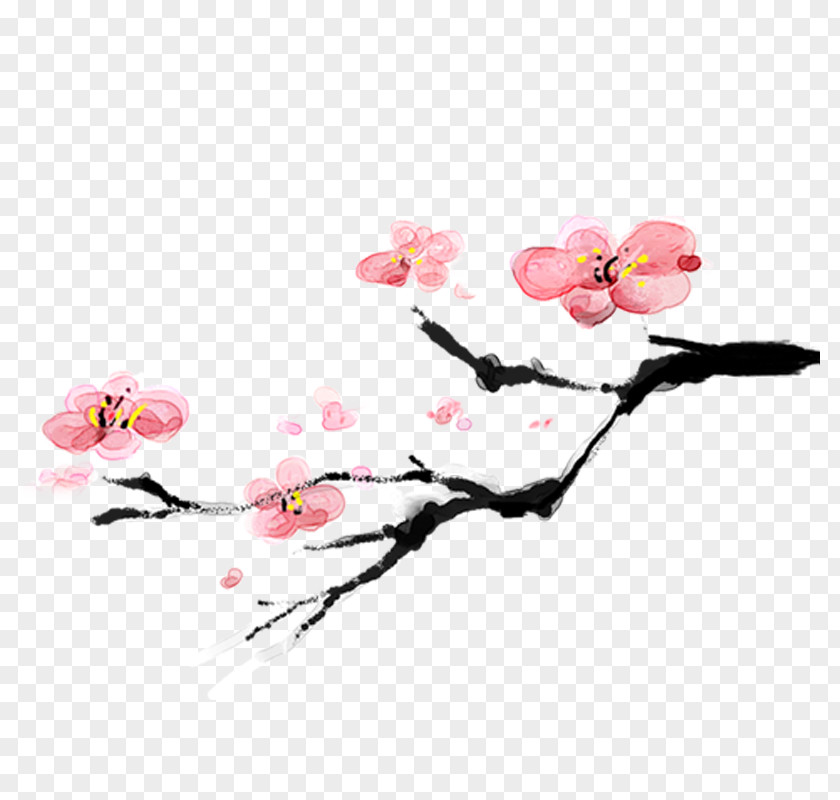 Plum Flower Paper Firecracker New Year PNG