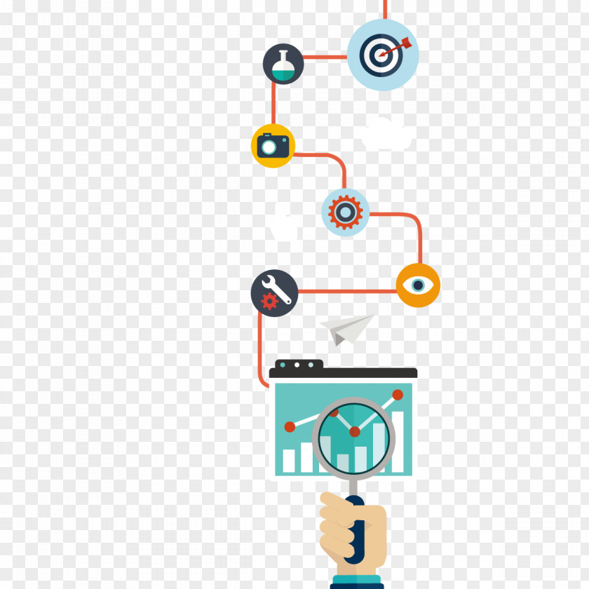 Vector Magnifying Glass Process Illustration PNG