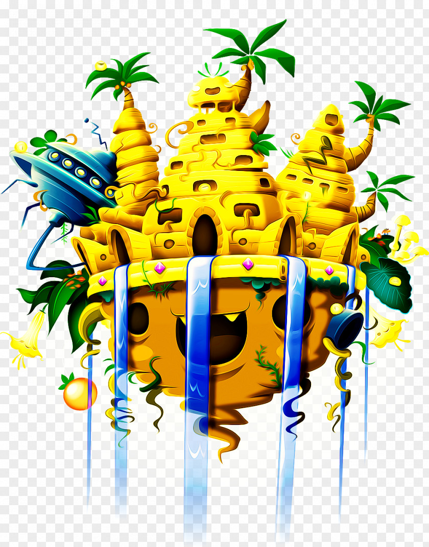 Castle Yellow Tree Illustration PNG