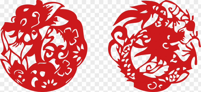 New Year Paper-cut Dragon Vector Material Chinese Festival PNG