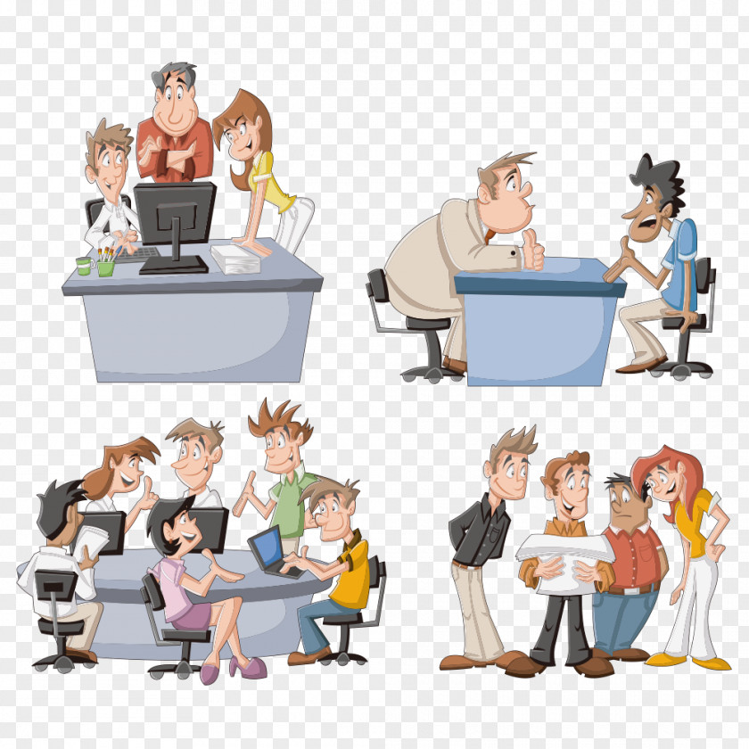 Office Business Men And Women Cartoon Businessperson Illustration PNG