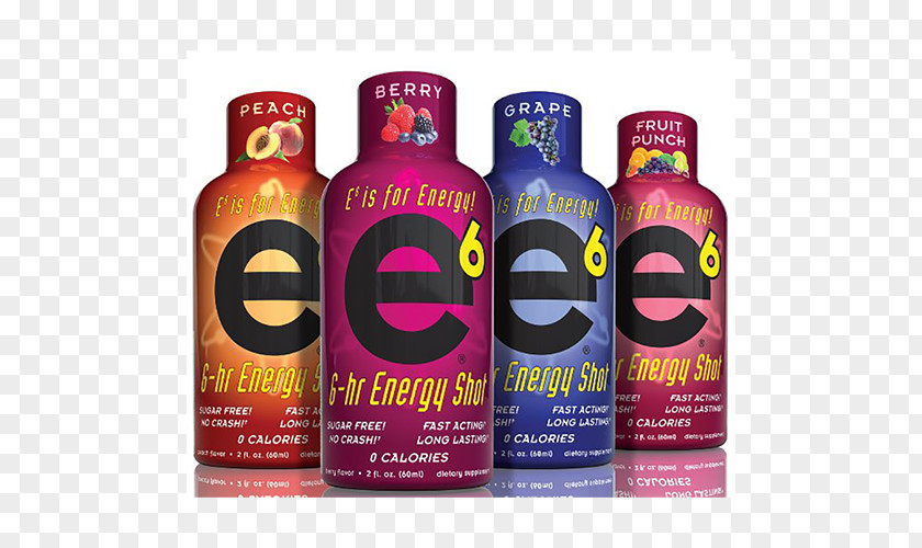 Bottle Energy Drink E6 6-Hour Shot 48 Case Of Peach Fluid Ounce PNG