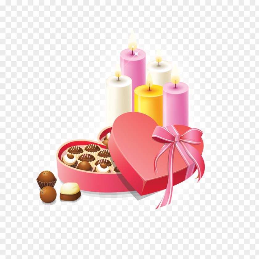 Heart-shaped Gift Box Candle Chocolate Ice Cream Bar Valentines Day Heart PNG