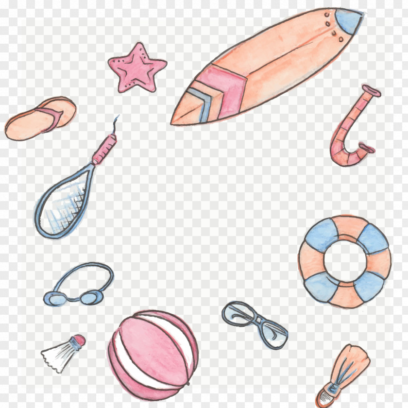 Painted Summer Beach Vacation Element Vector Illustration Euclidean Clip Art PNG