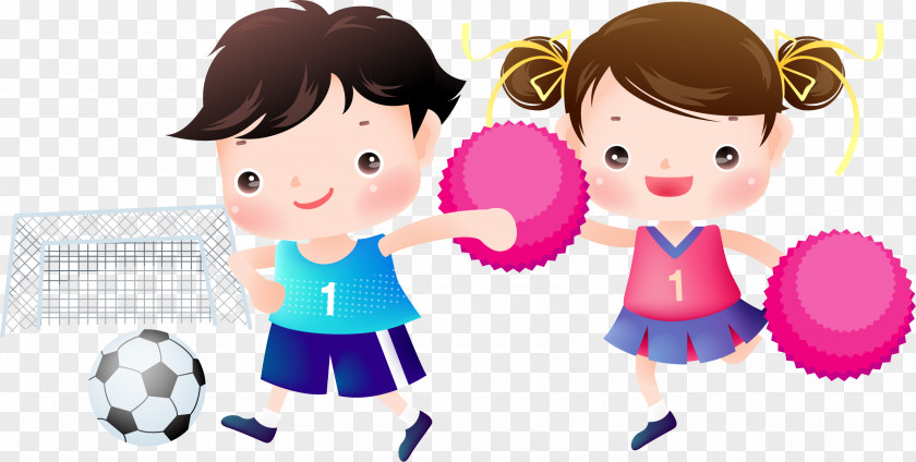 Cartoon Vector Children Playing Soccer Poster Football PNG