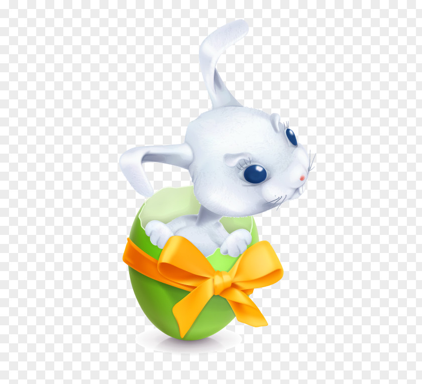 Color Eggshell Rabbit Vector Material Easter Bunny Cartoon Illustration PNG