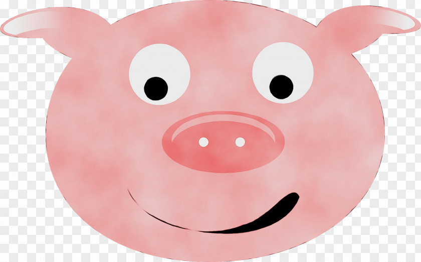 Domestic Pig Smile Pink Face Cartoon Suidae Snout PNG