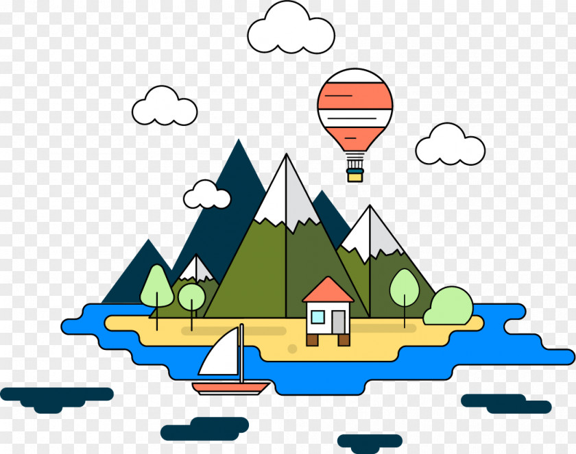 Vector Island Cartoon Landscape Illustration PNG