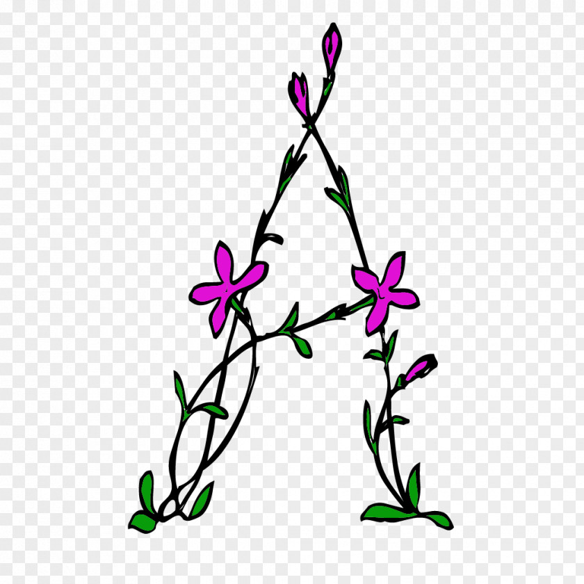 Font Lettering Floral Design Cut Flowers Plant Stem PNG
