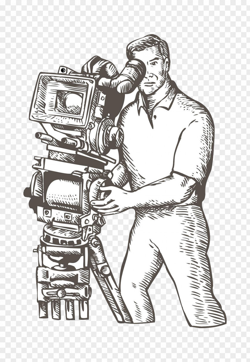 Hand-painted Photographer Film Director Drawing Camera Operator Illustration PNG