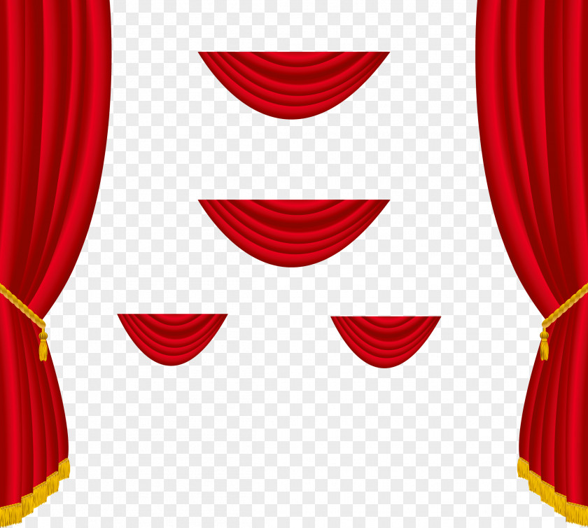 Transparent Red Curtains Decoration Clipart Theater Drapes And Stage Window Clip Art PNG