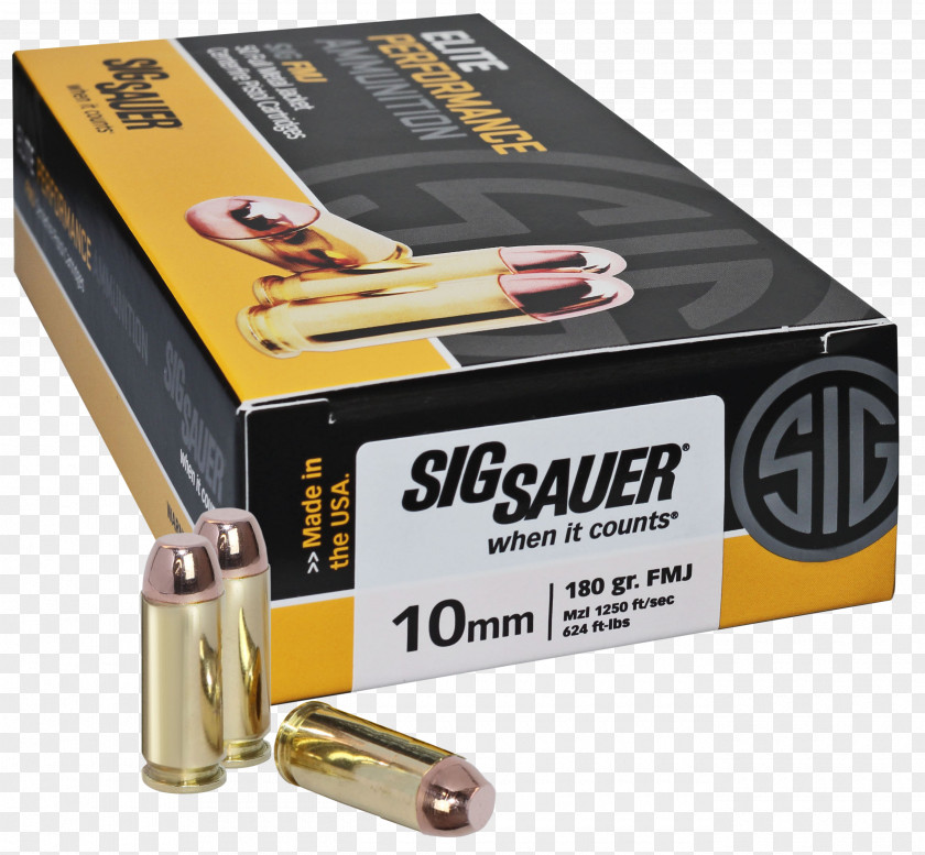 Ammunition Full Metal Jacket Bullet 10mm Auto SIG Sauer PNG