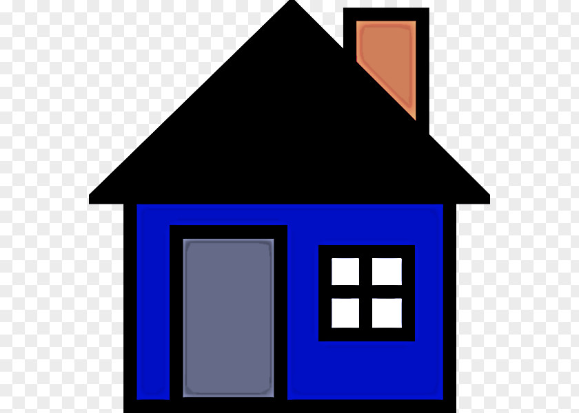Electric Blue Roof House Line Home PNG
