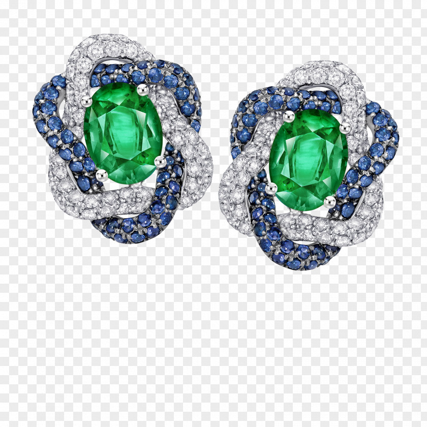 Emerald Earring Sapphire Diamond Jewellery PNG