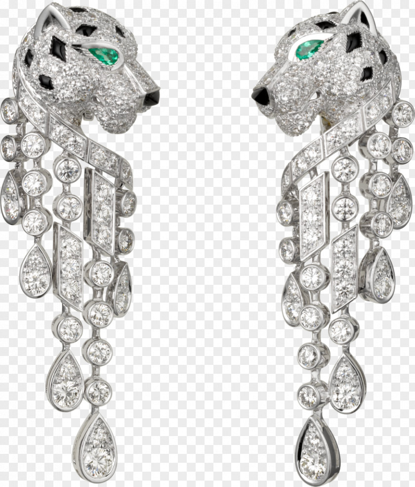 Jewellery Earring Cartier Diamond Emerald PNG