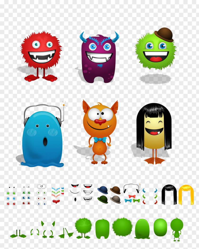 Cartoon Monster Hierarchical Pattern Boo Character PNG