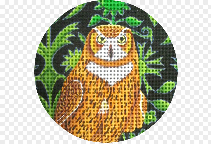Hand Painted Mid-autumn Owl Bird Needlepoint Embroidery Beak PNG