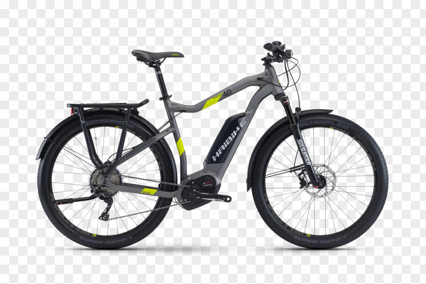 Lime Frame Electric Bicycle Haibike Trekking Trail PNG