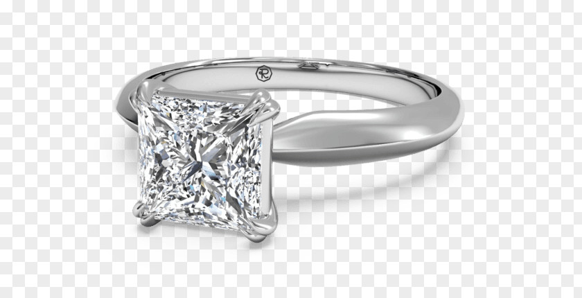 Princess Cut Diamond Wedding Ring Engagement PNG