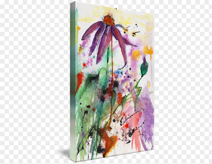 Purple Watercolor Painting Floral Design Canvas Print PNG
