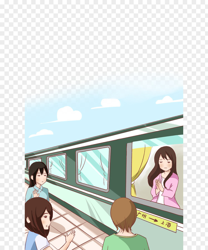 Take The Train Away From Your Loved Ones Cartoon Illustration PNG