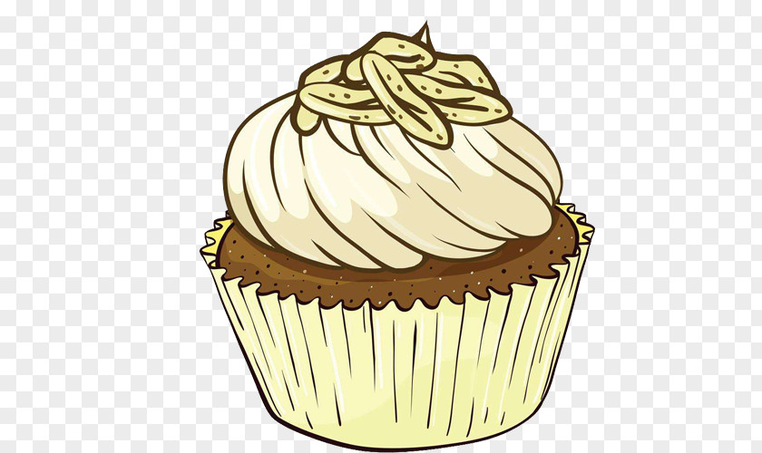 Almond Cake Cupcake Chocolate Icing Cartoon PNG