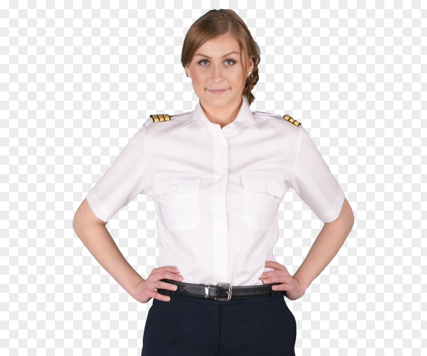 Pilot Uniform Dress Shirt Blouse Sleeve Collar Cotton PNG