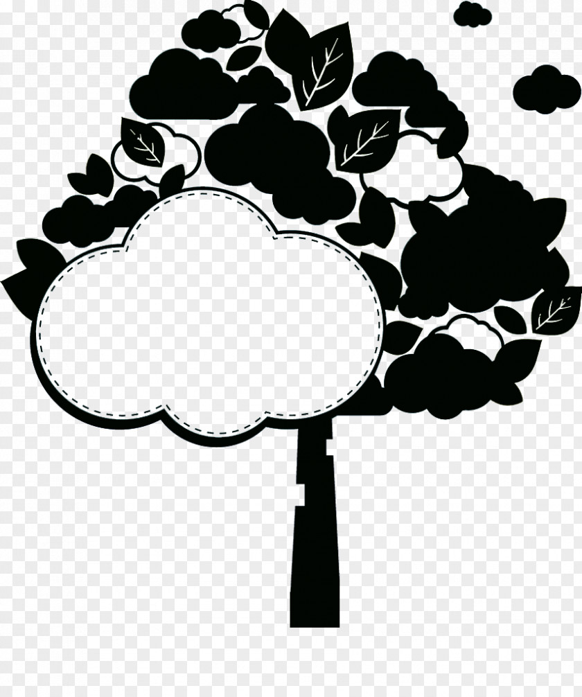 Black And White Silhouette Tree Decoration Illustration PNG