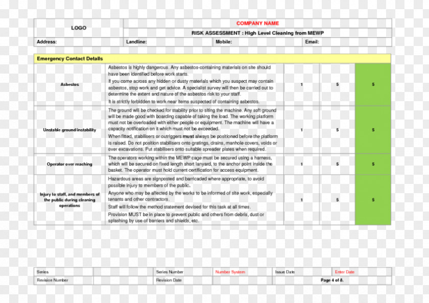 Environmental Awareness Risk Assessment Document Aerial Work Platform Concept PNG