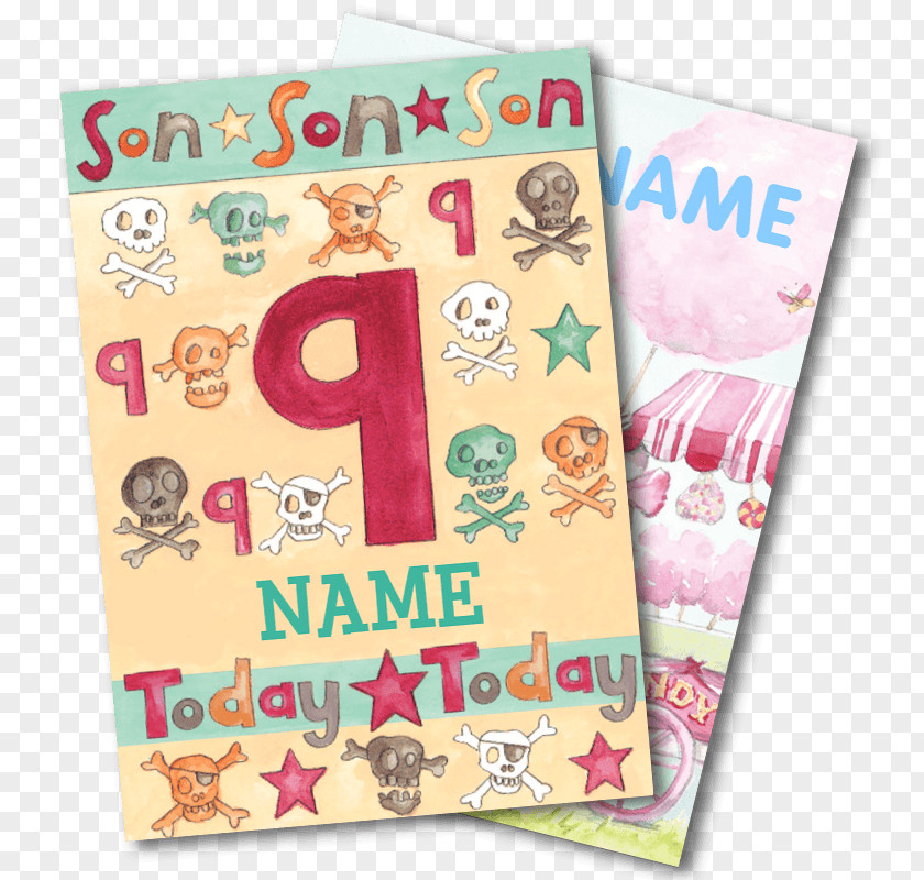 9th Birthday Paper Font PNG