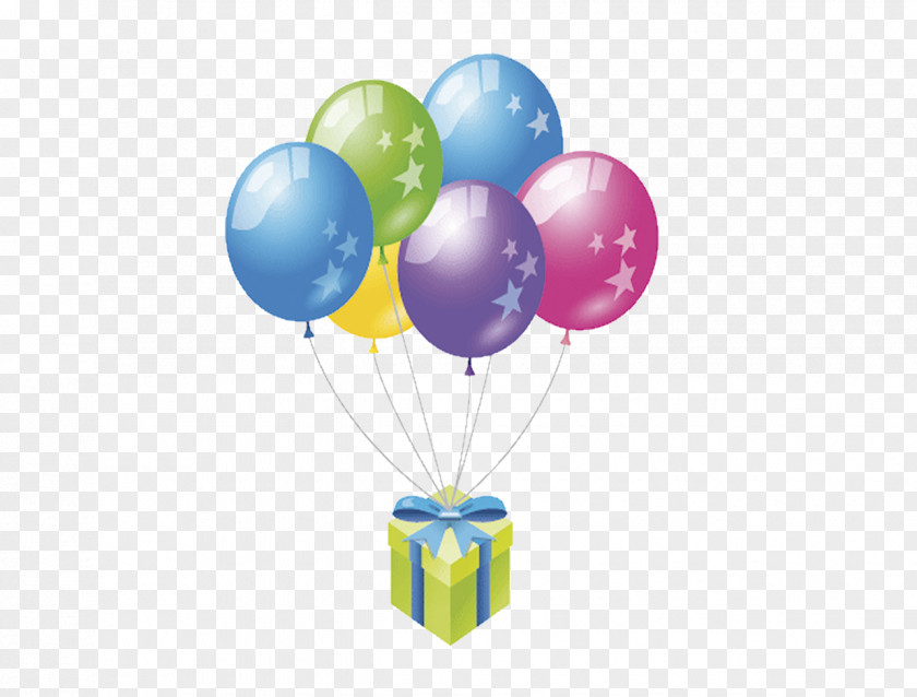 Cartoon Balloon Gift Birthday Party Clip Art PNG