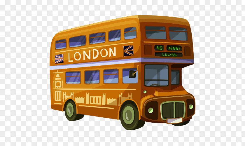 Cartoon Car London Double-decker Bus Sticker PNG