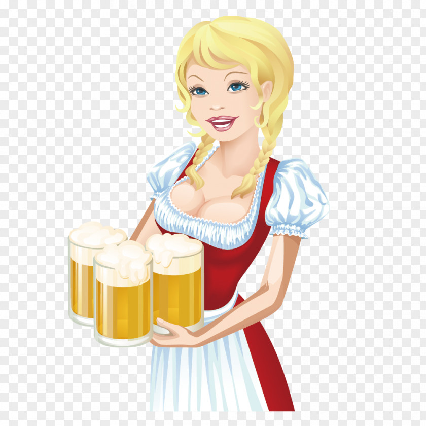 Take Beer Waitress Oktoberfest Germany Illustration PNG