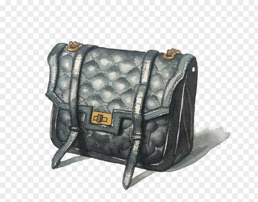Black Bag Handbag Watercolor Painting PNG