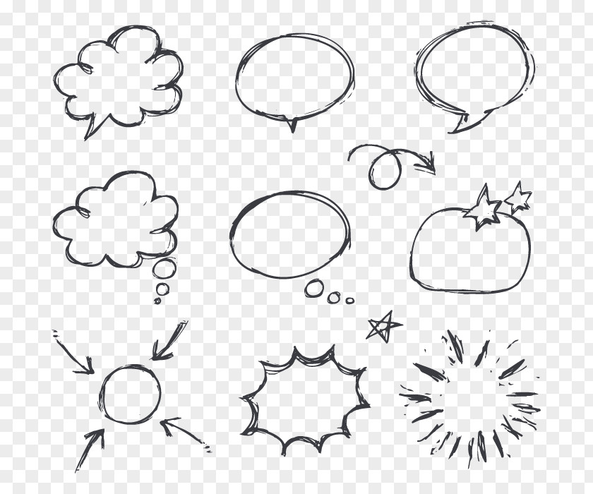 Boxes Vector Drawing Speech Balloon Sketch PNG