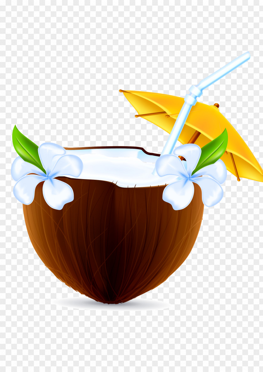 Cartoon Palm Coconut Milk Nata De Coco PNG