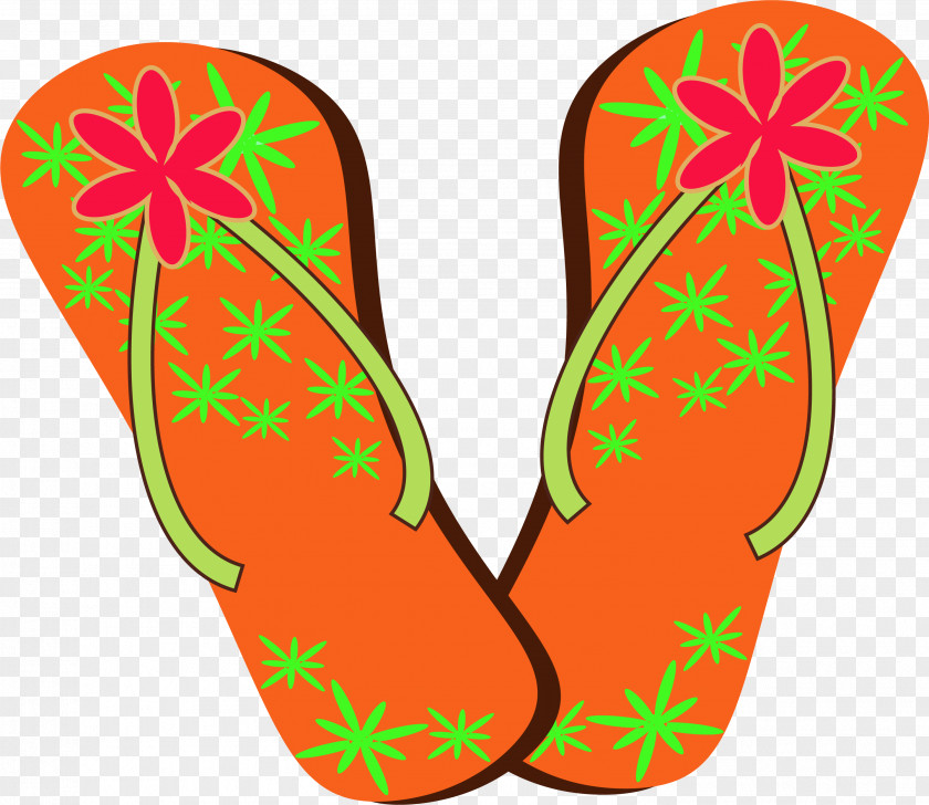 Orange Sandals Shoe Slipper Beach Clip Art PNG