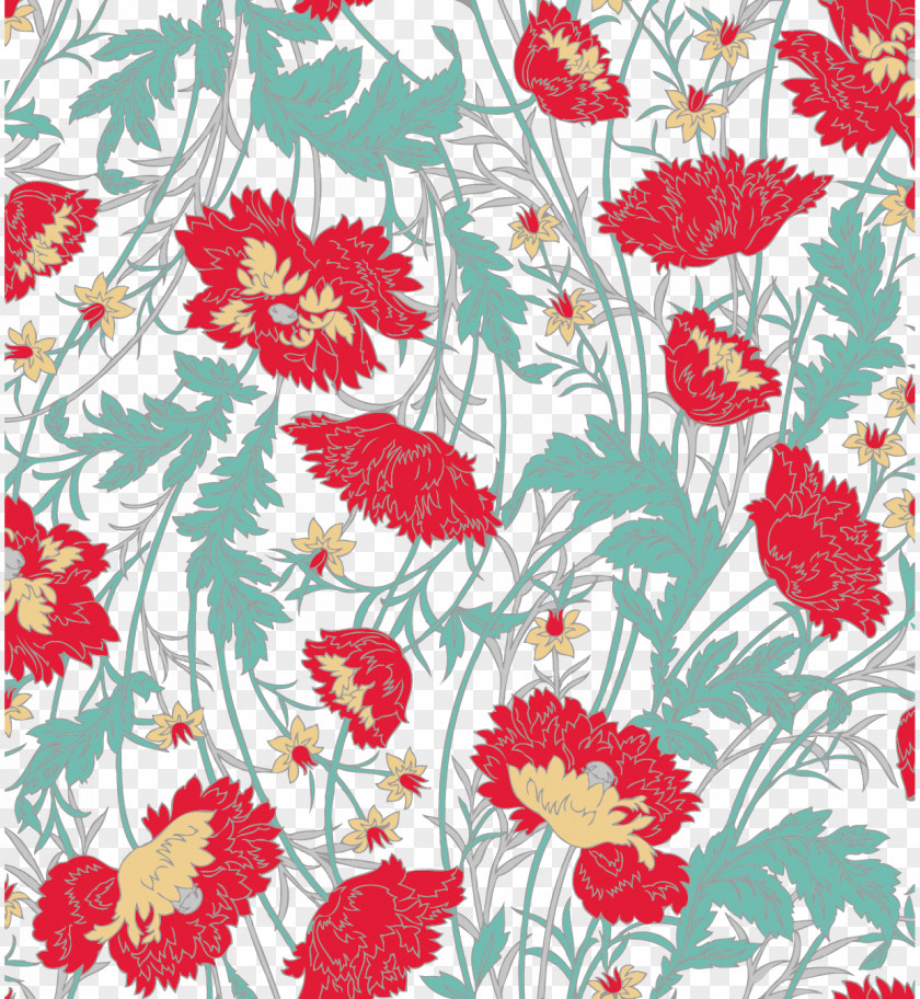 Retro Floral Atmosphere Flower Painting Pattern PNG
