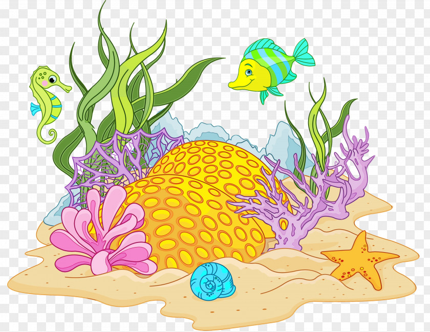 Butterflyfish Plant Watercolor PNG