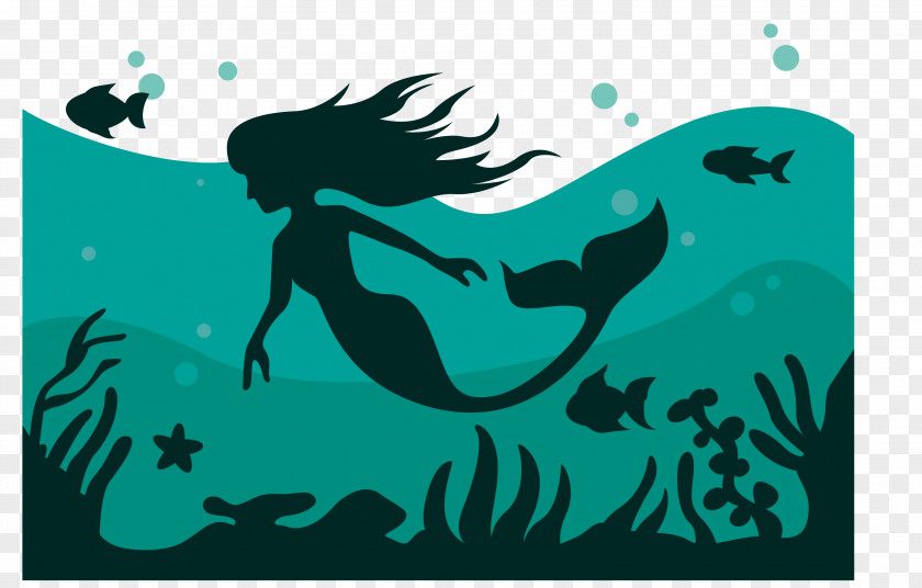 Vector Outline Undersea Mermaid Download PNG