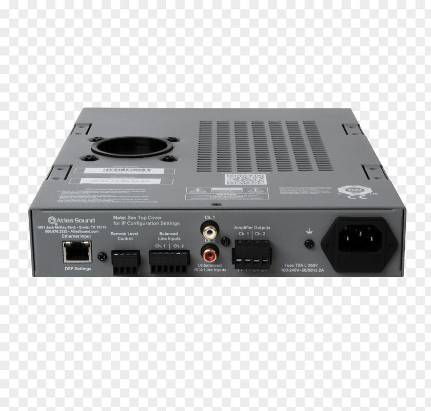 Amplifiers RF Modulator Atlas Sound DPA-102PM Networkable 2-Channel Power Amplifier With DSP Electronics Audio PNG