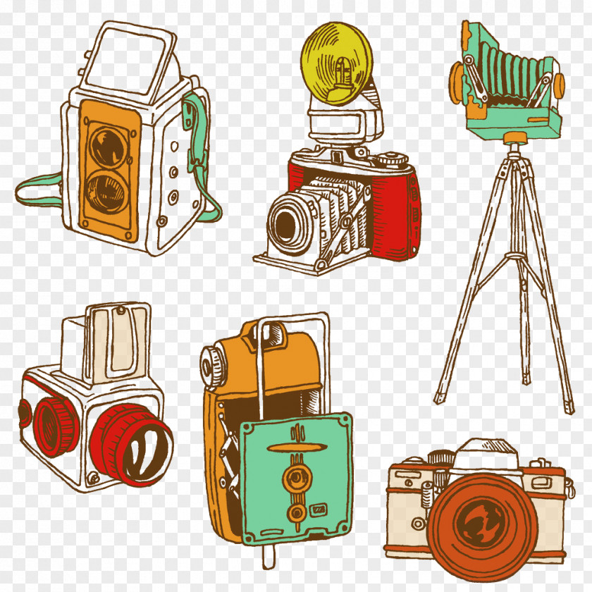 Hand-painted Style Camera Drawing Illustration PNG