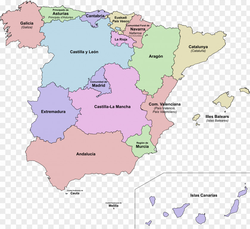 Maps Autonomous Communities Of Spain Political Divisions Constitution Administrative Division PNG