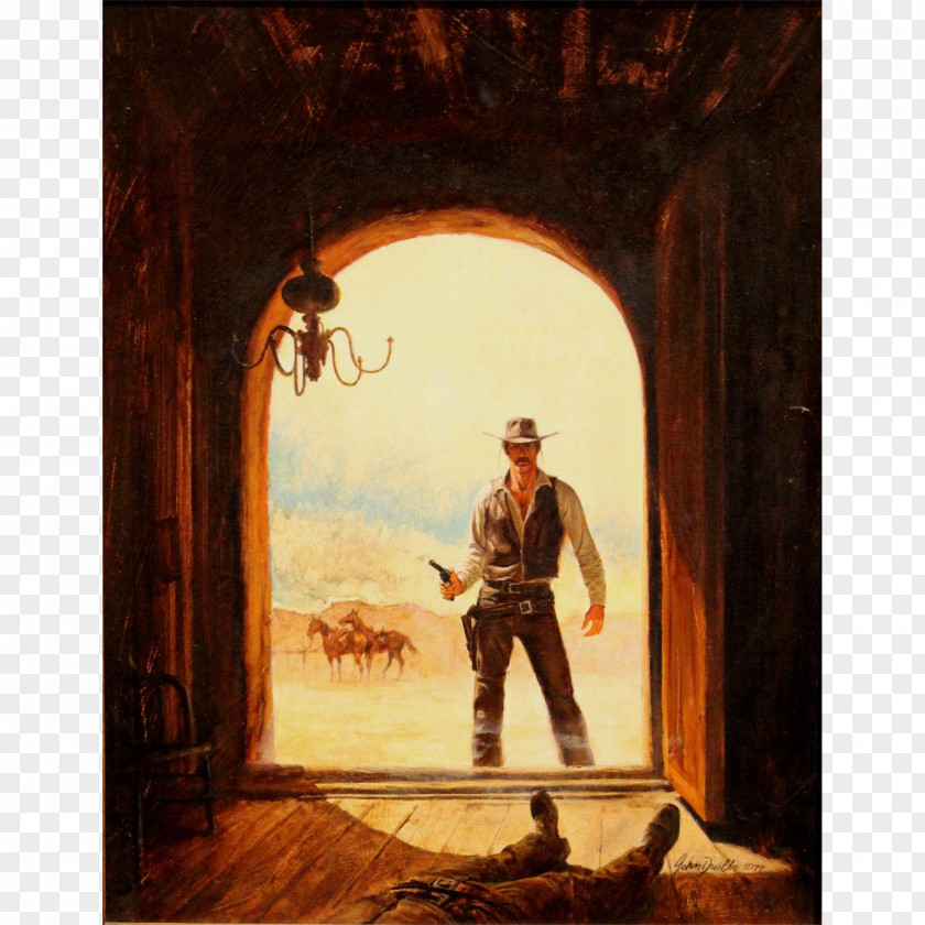Western Oil Painting American Frontier Art Cowboy PNG
