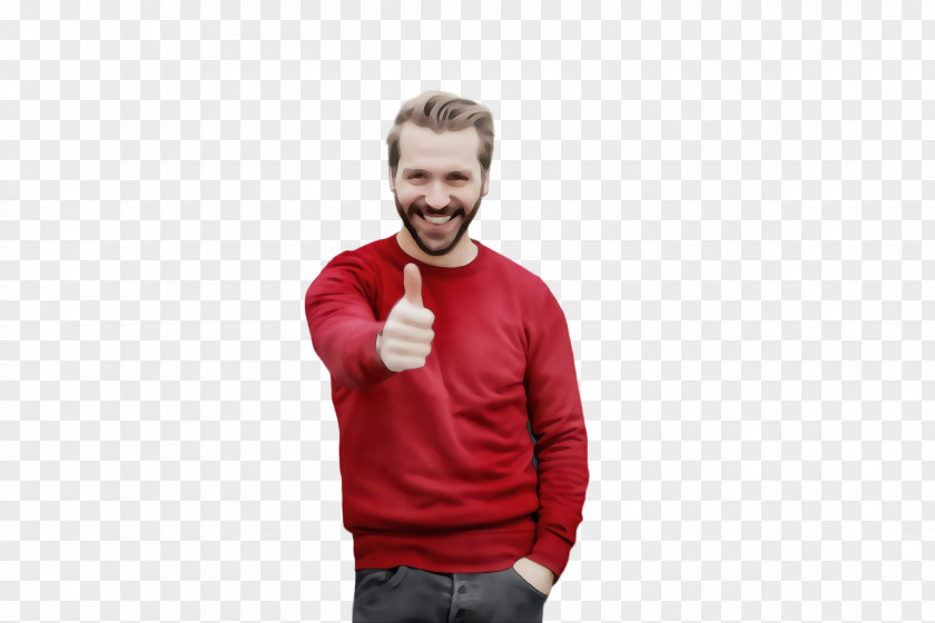 Male Sweater Clothing Standing Red Arm Sleeve PNG